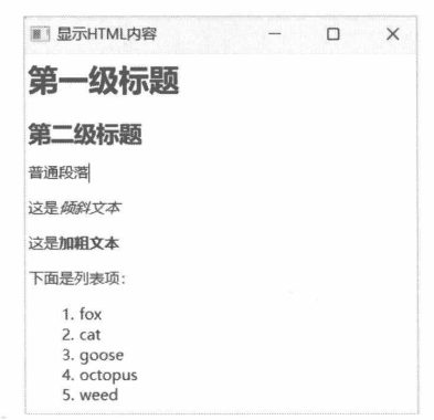 图 8-14 QTextEdit 组件呈现 HTML 内容