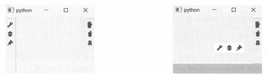图10-10 停靠于窗口左右两侧的工具栏 图10-11 通过拖动调整工具栏的位置