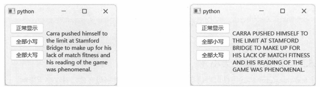 图 17-34 文本的默认呈现 图 17-35 文本呈现为大写