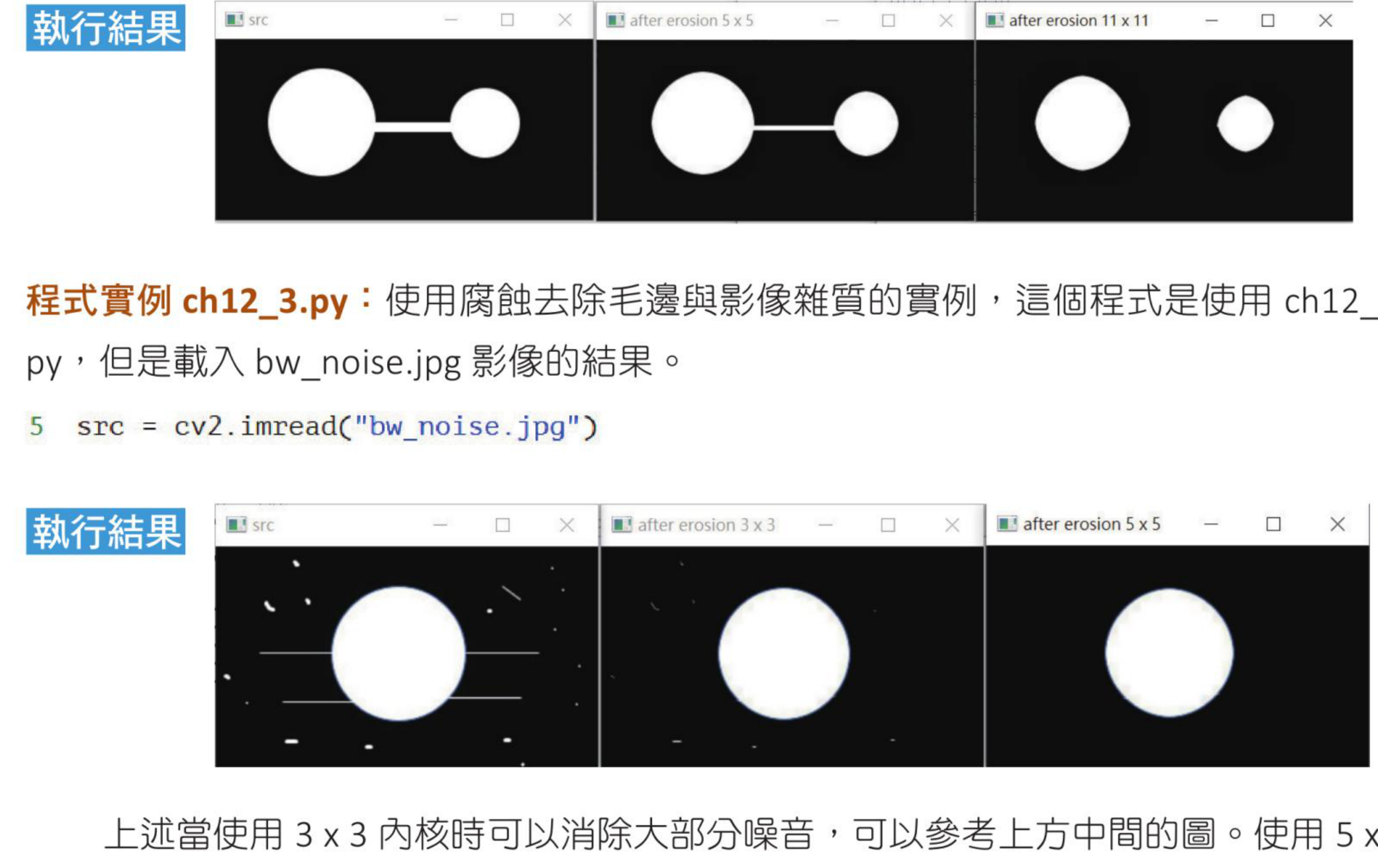 ch12_2.py 腐蚀不同内核结果