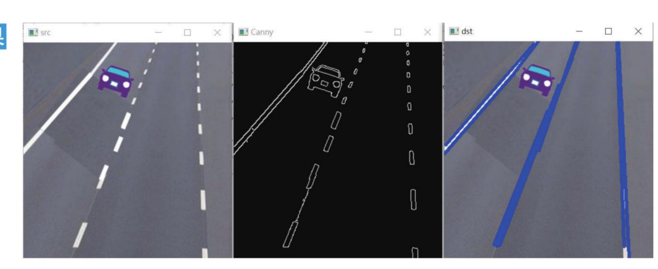 ch18_3.py roadtest 无人驾驶车道检测执行结果