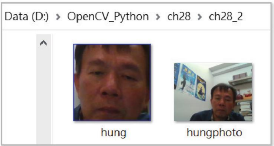 ch28_2 资料夹中保存 hung 与 hungphoto 影像