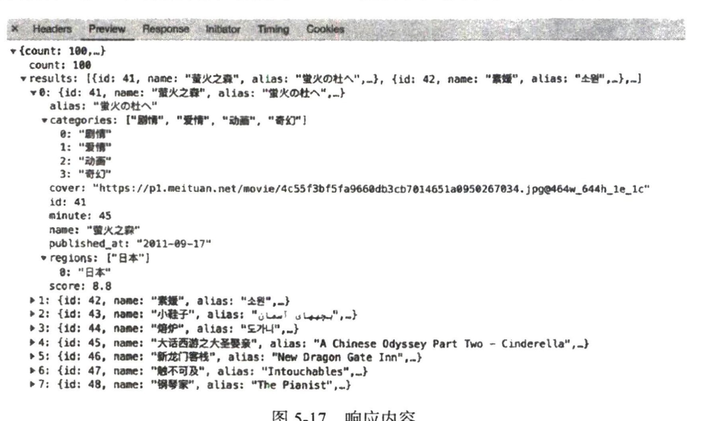 图5-17 响应内容