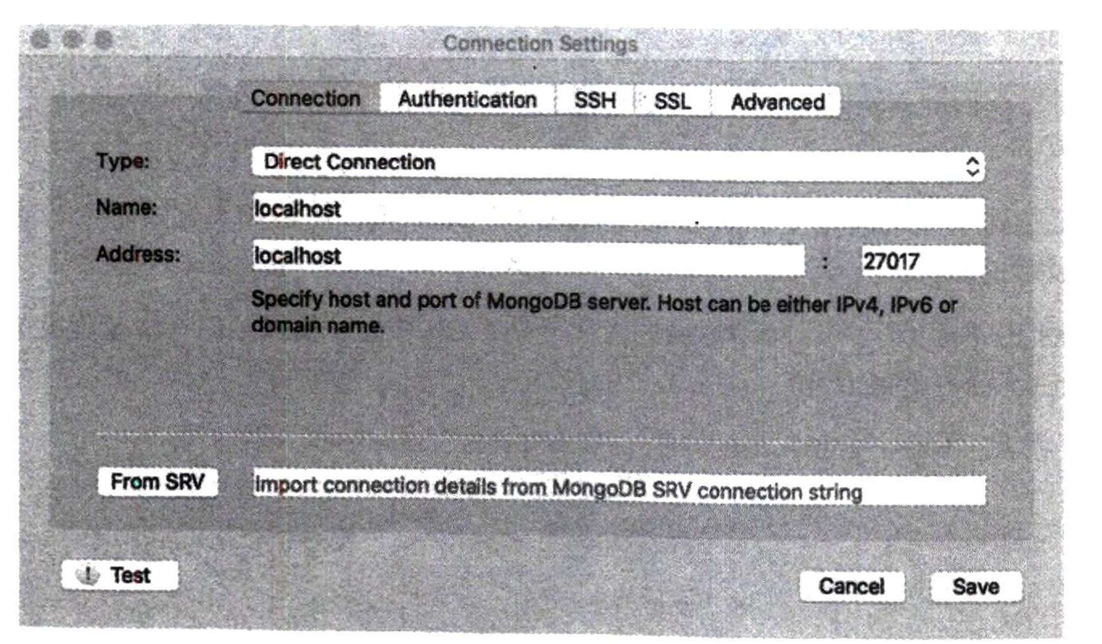 图5-21 输入 MongoDB 连接信息