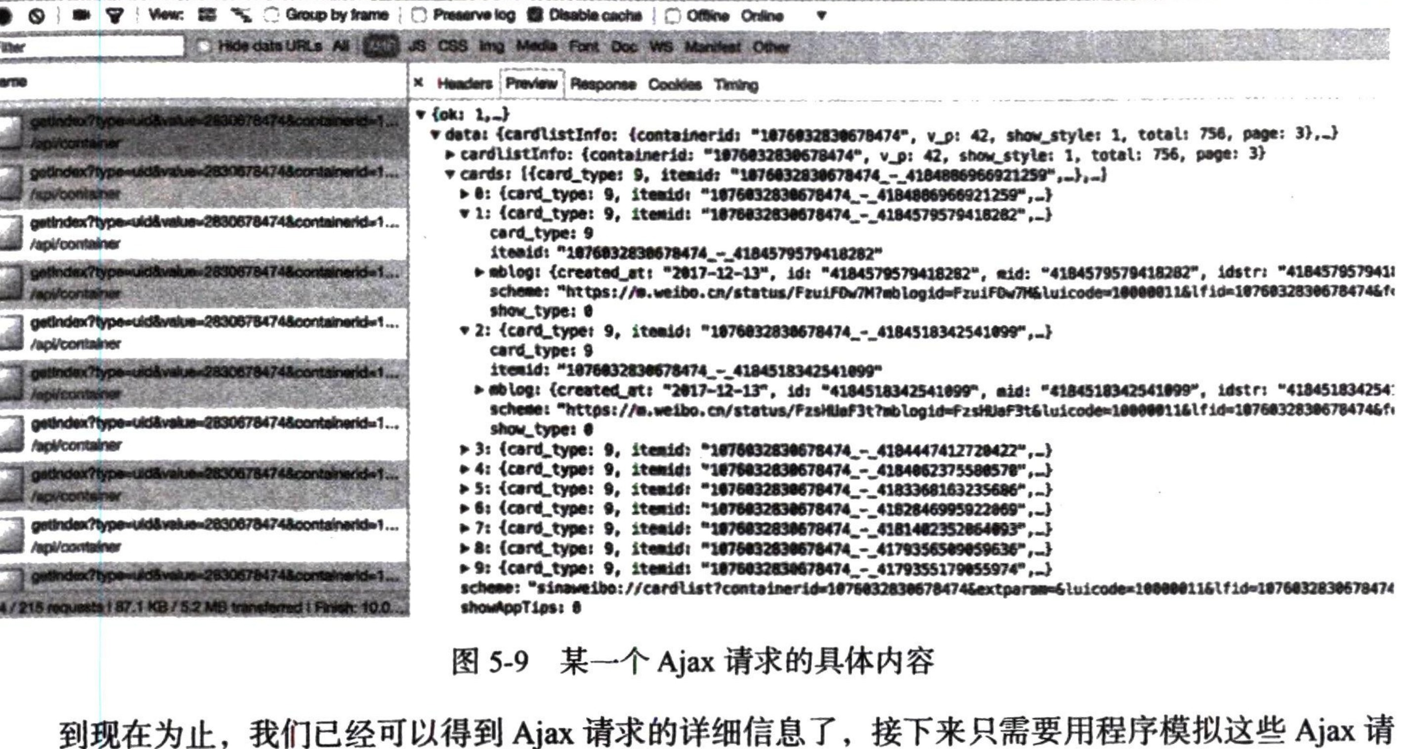 图5-9 某一个 Ajax 请求的具体内容