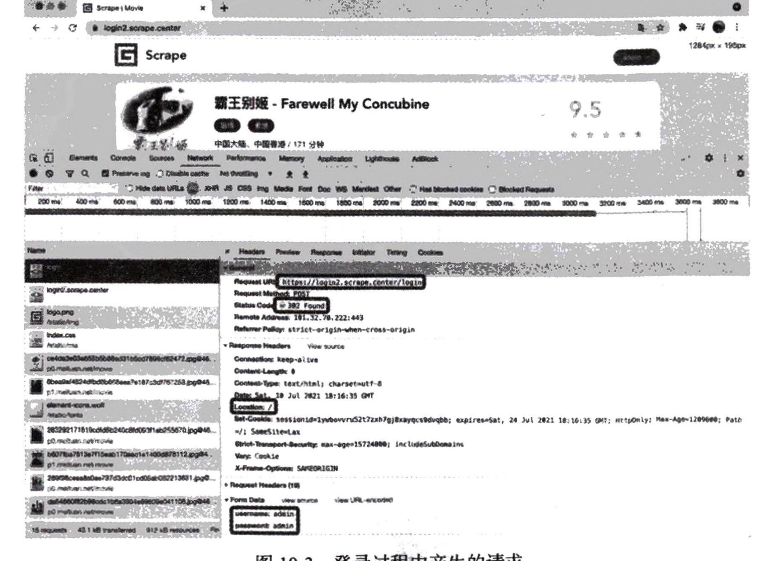 图10-3 登录过程中产生的请求