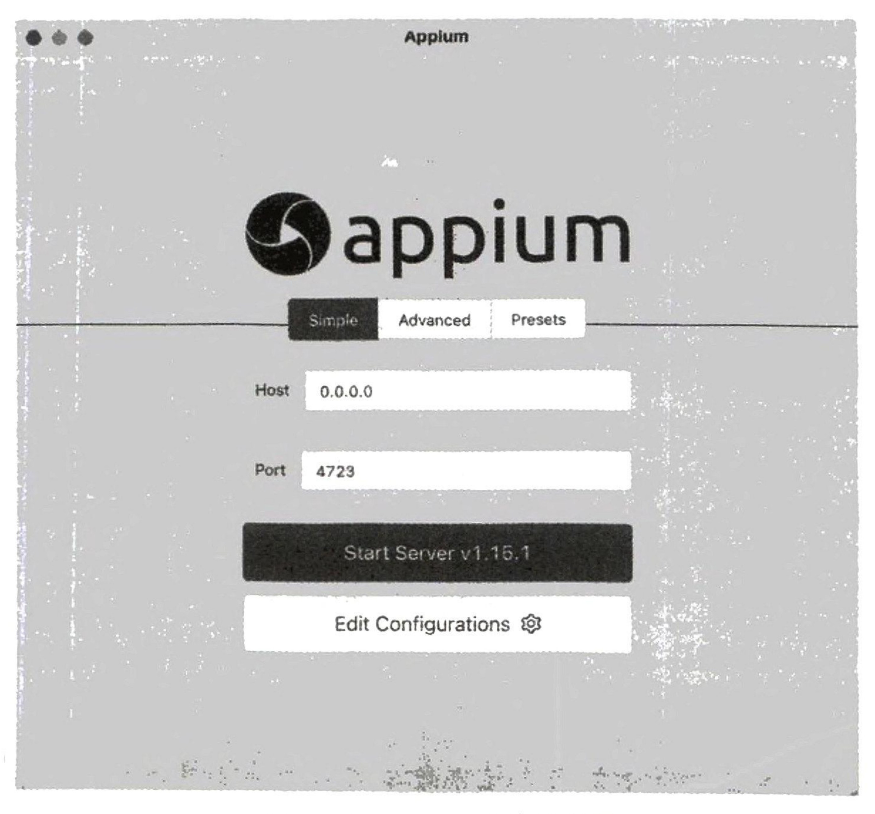 图12-42 Appium 的启动界面