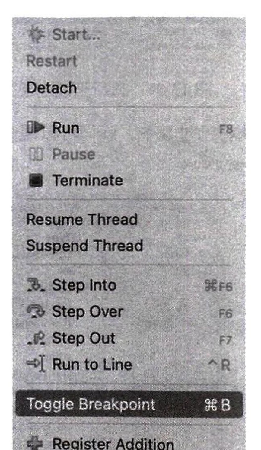 图13-36 点击“Toggle Breakpoint”