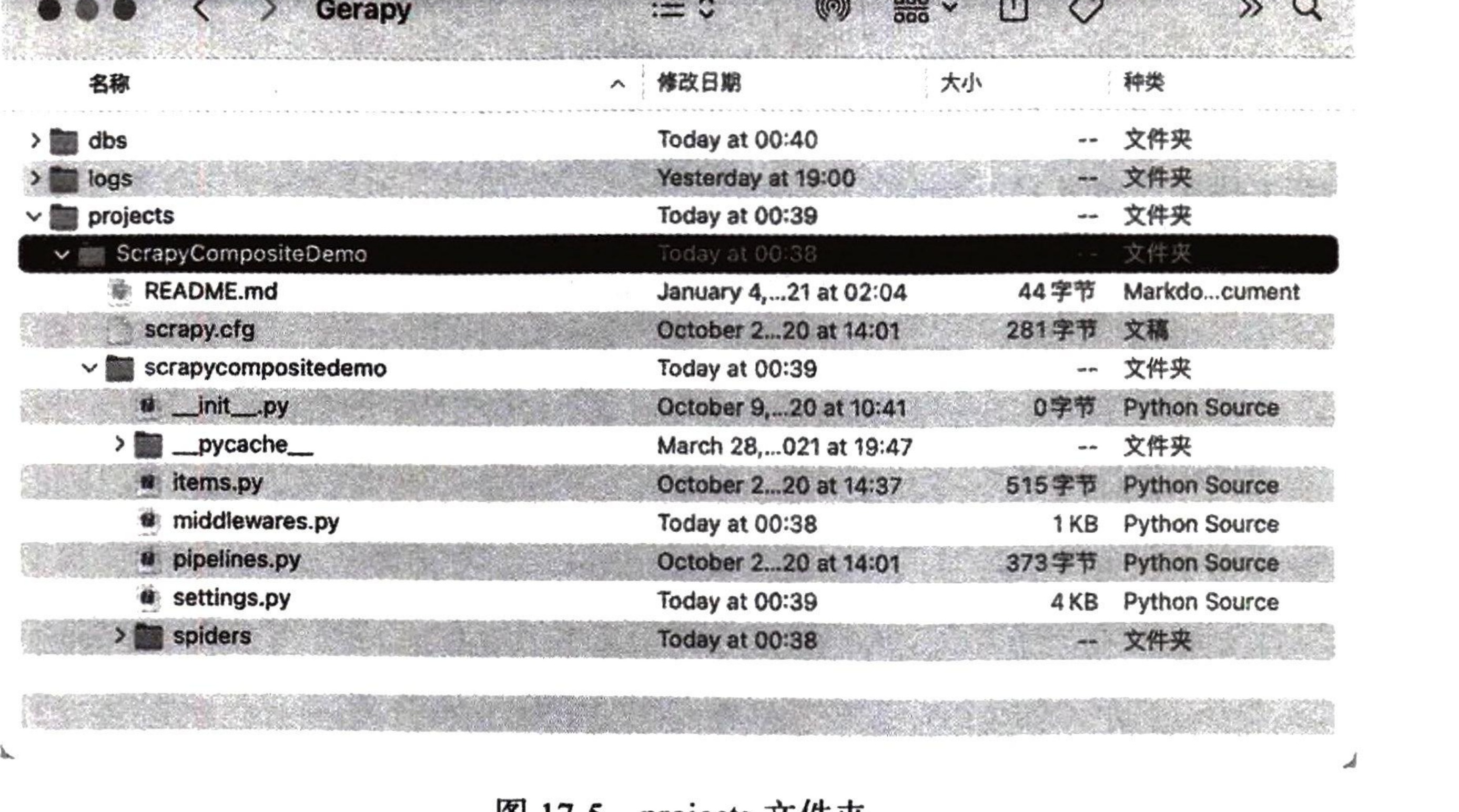 图17-5 projects 文件夹